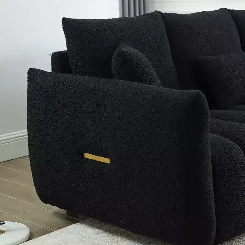 GDFStudio Alanna Divano a 3 Posti Moderno in Tessuto Teddy con Cuscini, 79,5