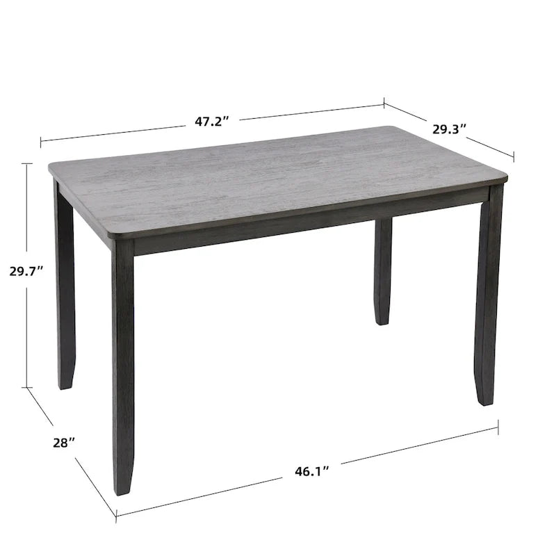 Set di 5 mobili da pranzo in legno massello 47L (1 tavolo + 4 sedie con schienale a doghe)