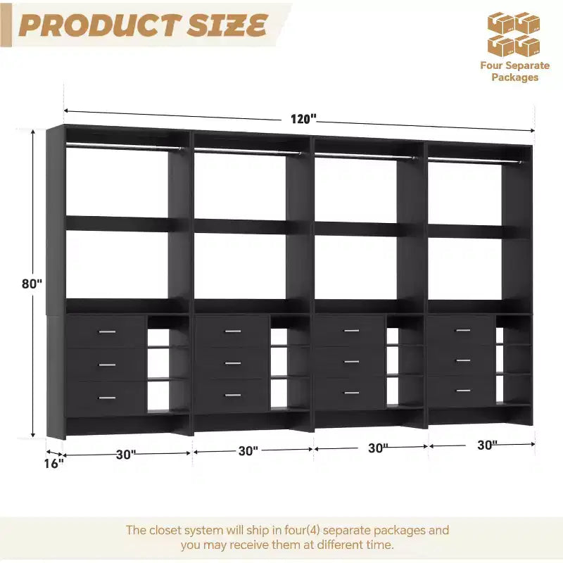 Besiost Set di 4 organizer per armadio con cassetti in legno e aste appendiabiti