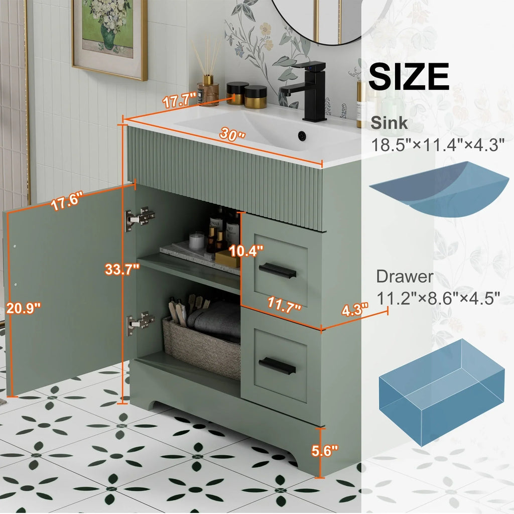 Mobile bagno 30/36/48 Wavy Line con lavabo e rubinetto
