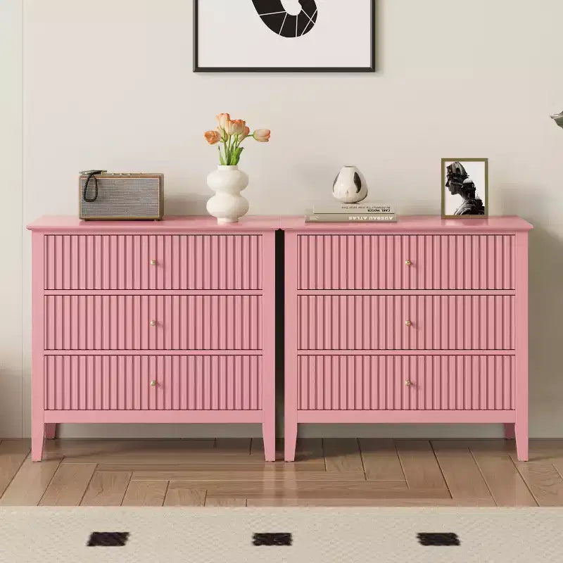 Heynemo Commode 3 Tiroirs, Table de Chevet en Bois Peint de 76 cm de Haut avec Rangement, Grande Commode Moderne avec Coulisses à Roulement à Billes