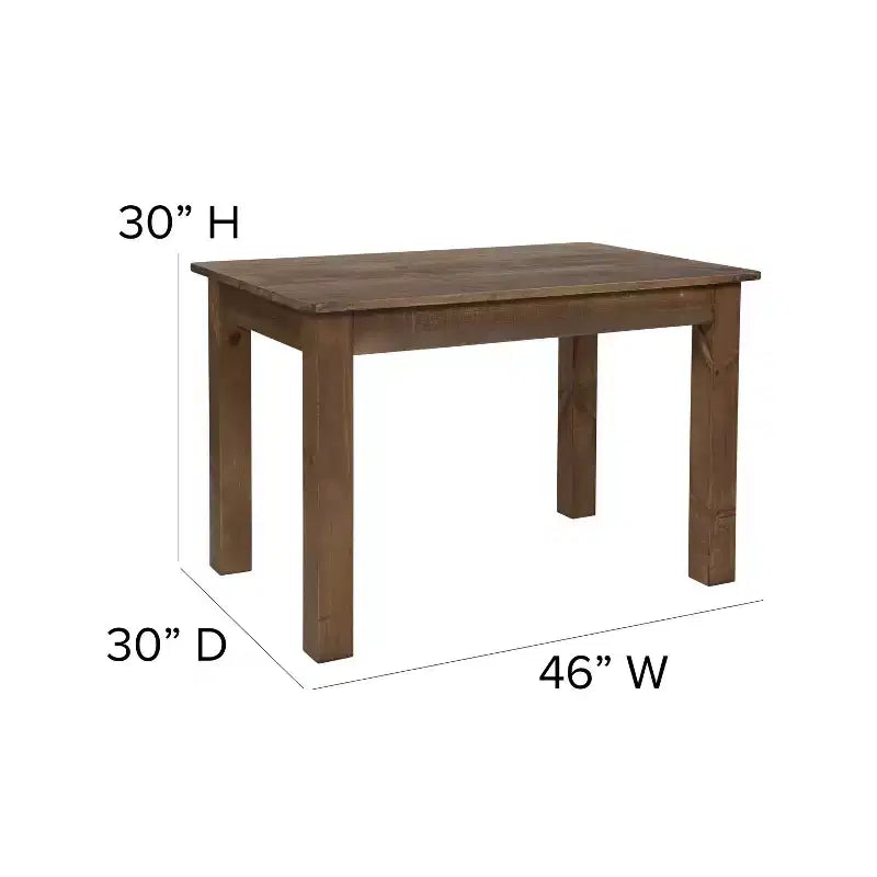 Flash Furniture Tavolo da Pranzo Rettangolare Rustico in Pino Massiccio 46 x 30