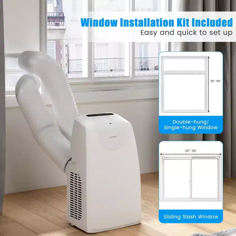 Costway Climatizzatore Portatile a Doppio Tubo da 8000 BTU (11.500 BTU ASHRAE) Unità AC 3-in-1 con Telecomando