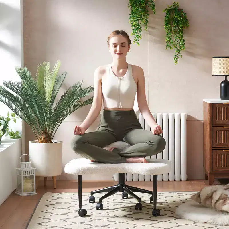 Pinmoco Sedia da ufficio ergonomica Criss Cross, sedia da meditazione regolabile in altezza, girevole a 360°, supporto lombare, sedia da lavoro e da ufficio, sedia ADHD