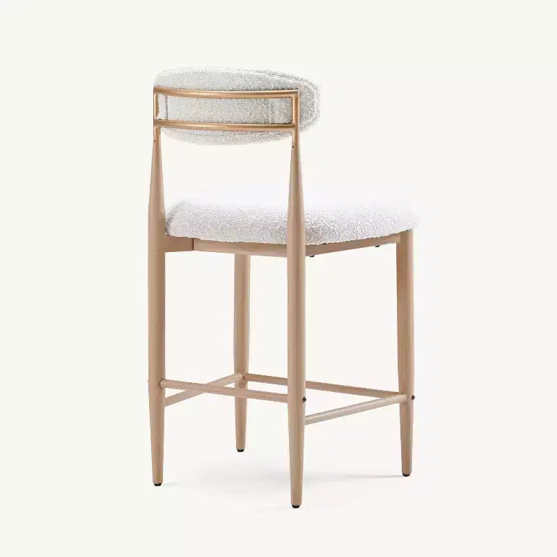 Sgabelli da Bar Senza Braccioli in Bouclé, Set da 4, con Gambe in Metallo Effetto Legno per Cucina, Soggiorno, Ristorante, Caffè - Morden Fort