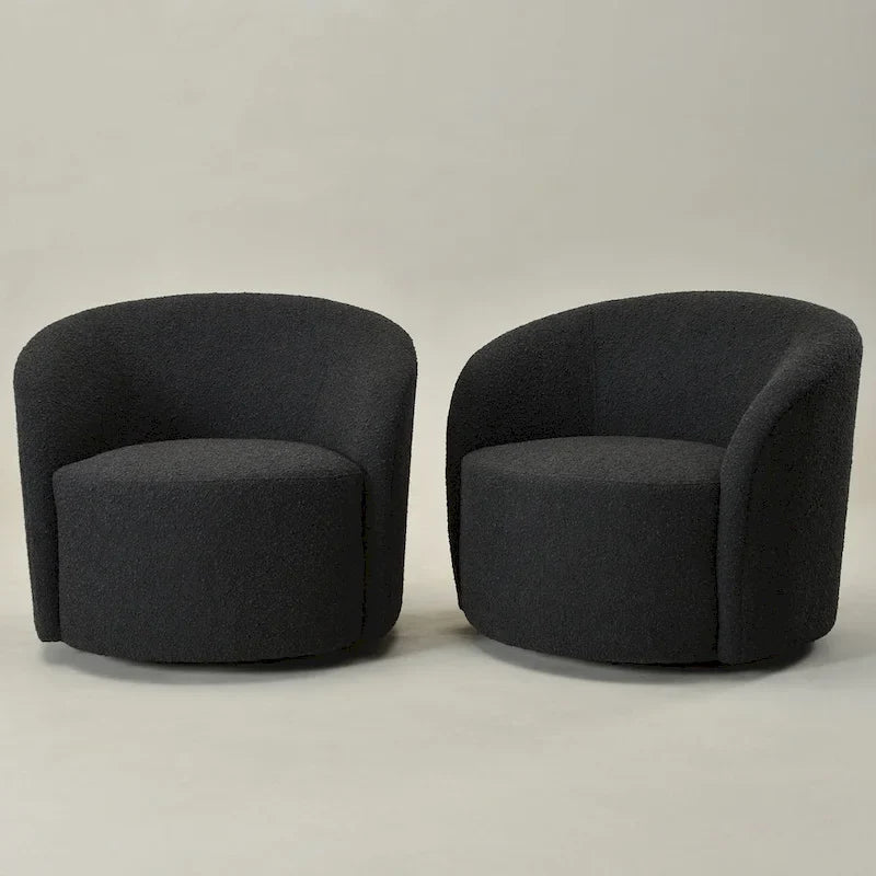 Poltrona girevole a barilotto imbottita KINWELL da 34 pollici (Set di 2)