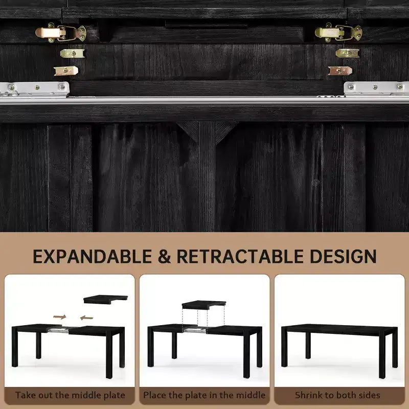 Set da Pranzo Moderno - Tavolo 80" + 6 Sedie Imbottite, Struttura in Legno Massello, Capacità Tavolo 400 libbre, Facile Montaggio
