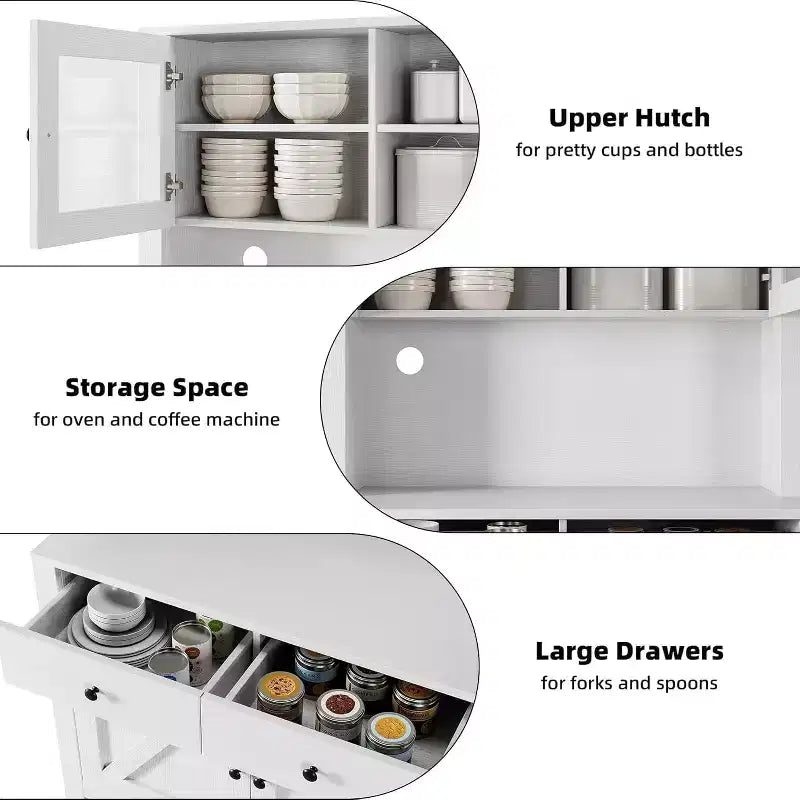 Mobile Dispensa da Cucina con Supporto per Microonde, Credenza con Mobile Buffet e Ripiani Regolabili, per Cucina, Sala da Pranzo