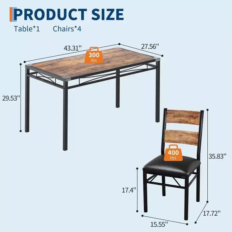 Set tavolo da pranzo per 4, con 4 sedie imbottite, set da 5 pezzi tavolo da cucina e sala da pranzo in legno con protezione angolare per cucina, appartamento, piccoli spazi
