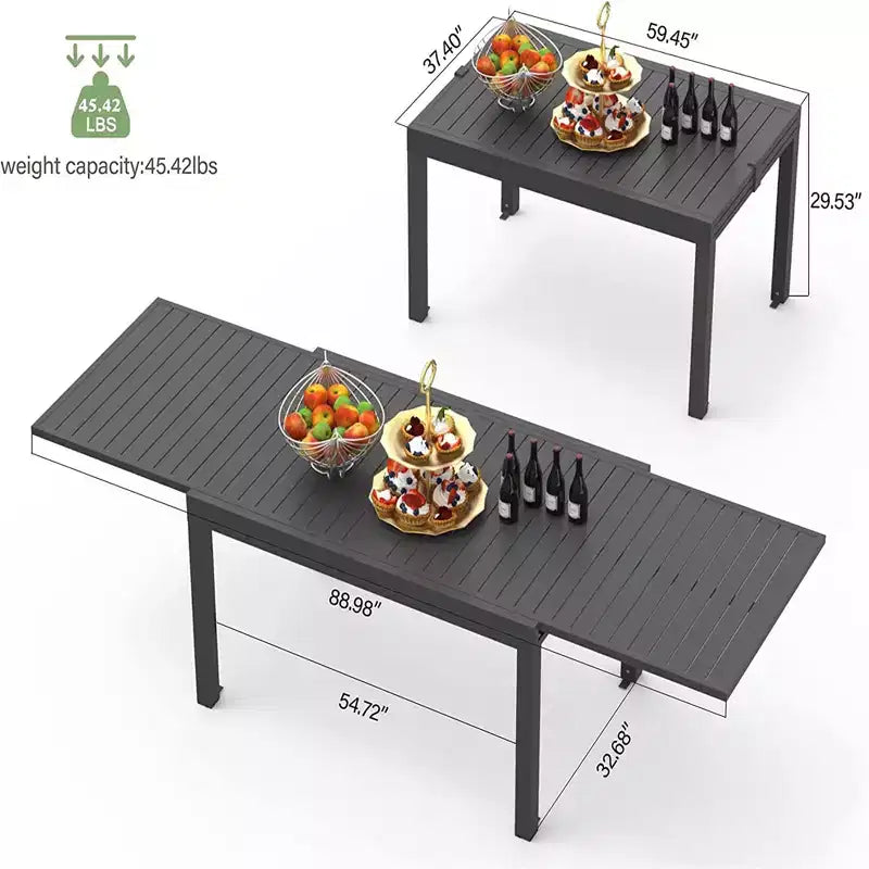 Tavolo da pranzo Okak in alluminio, estensibile per esterni, tavolo da cucina per sala da pranzo