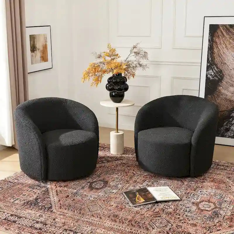 Poltrona girevole a barilotto imbottita KINWELL da 34 pollici (Set di 2)