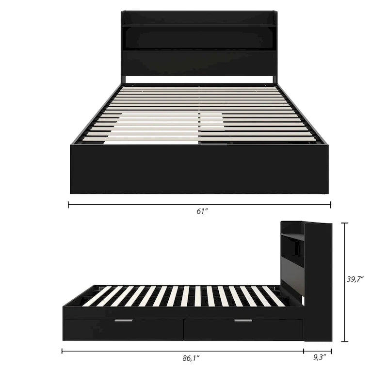 Letto a piattaforma Hunter con testiera
