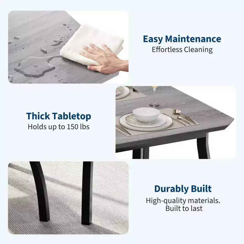 Tavolo e sedie da cucina con struttura in metallo, set da 5 pezzi, con design smussato