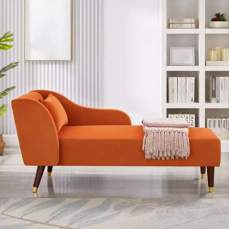 Chaise Longue Moderna in Velluto, Chaise Longue Imbottita con Bracciolo Curvo, Divano Letto per Camera da Letto, Ufficio, Soggiorno