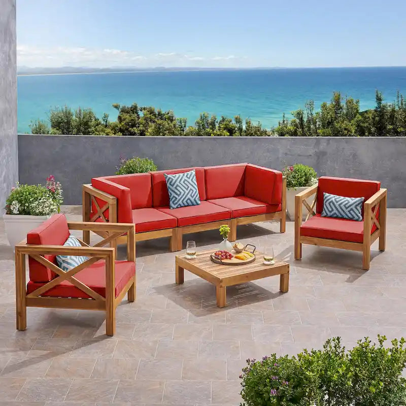 Set da conversazione Brava Outdoor a 6 pezzi in legno di acacia di Christopher Knight Home