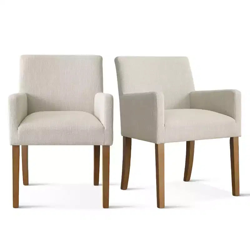 Set di 6 sedie da pranzo imbottite con braccioli, poltrone moderne in lino con gambe in legno, sedie occasionali per sala da pranzo, soggiorno - Panipeachy