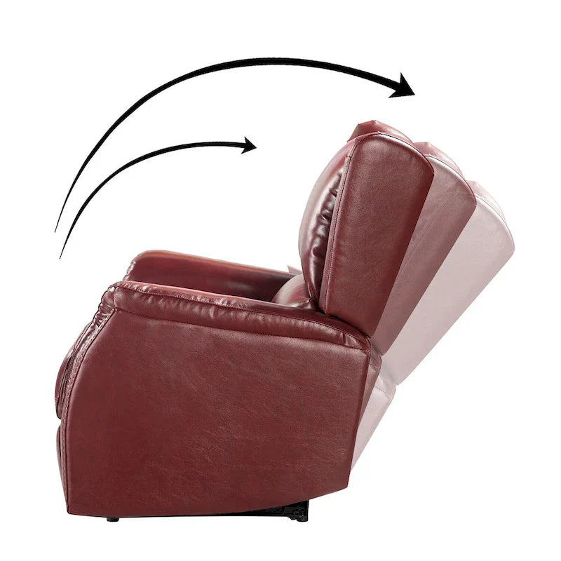 Poltrona reclinabile elettrica in vera pelle con porta USB - Set di 2 con schienale a orecchioni e borchie