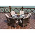 Set da pranzo rotondo da esterno in 7 pezzi in vimini di rattan con cuscini di Moda Furnishings