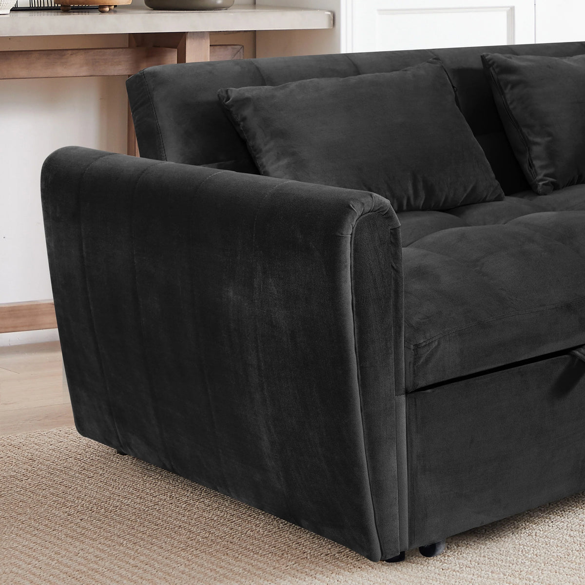 64,96 Velvet Divano Letto Convertibile 3-in-1 con Schienale Regolabile, Tasca Portaoggetti e Capacità di Carico di 227 kg