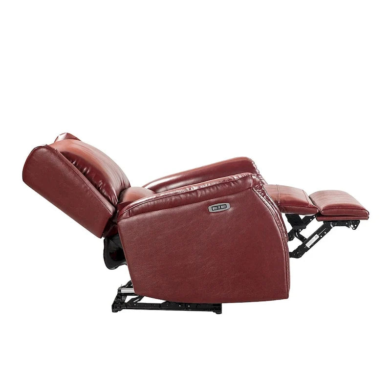Poltrona reclinabile Eduardo in vera pelle con porta USB, set da 2