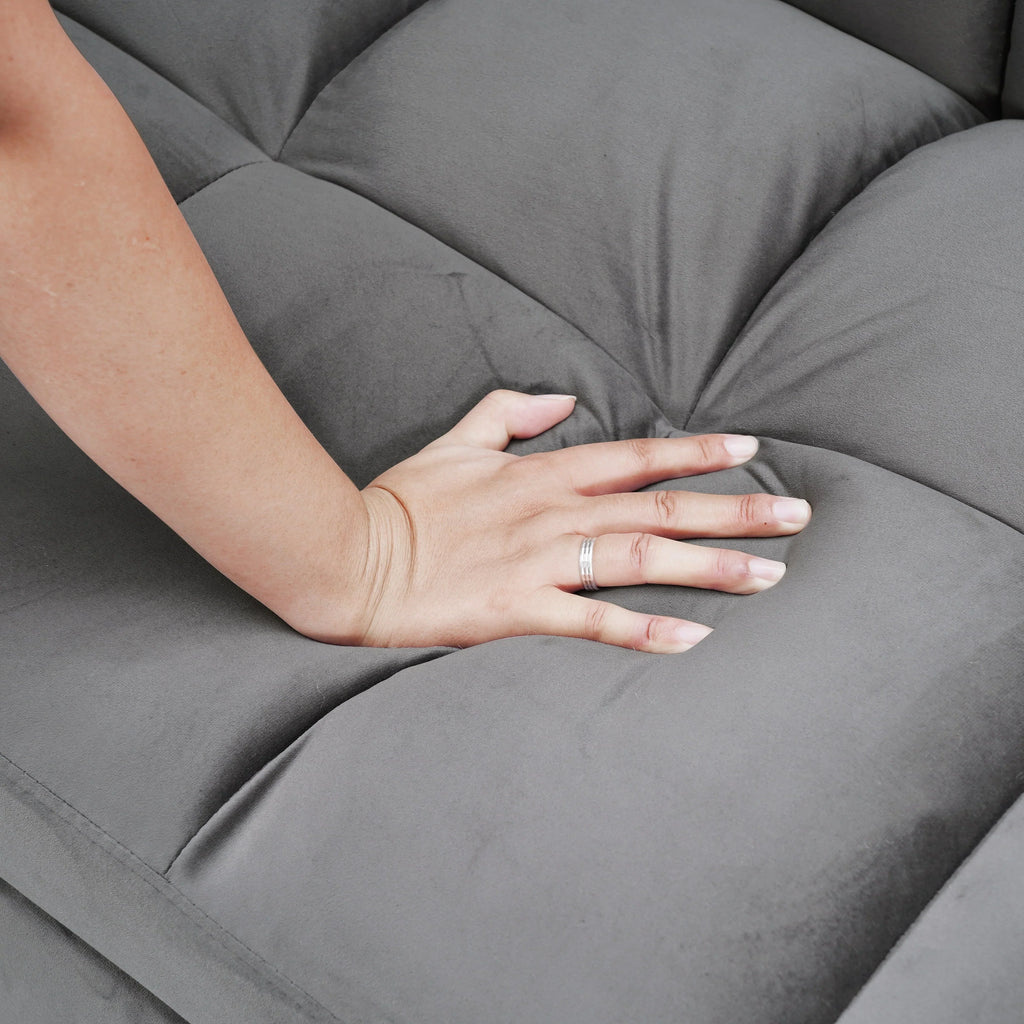 64,96 Velvet Divano Letto Convertibile 3-in-1 con Schienale Regolabile, Tasca Portaoggetti e Capacità di Carico di 227 kg