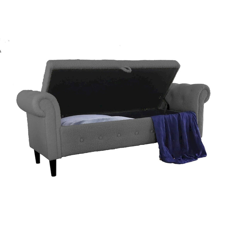 Panca contenitore per camera da letto, fondo letto, con braccioli arrotolati, in velluto, divano ottomana, panca lunga