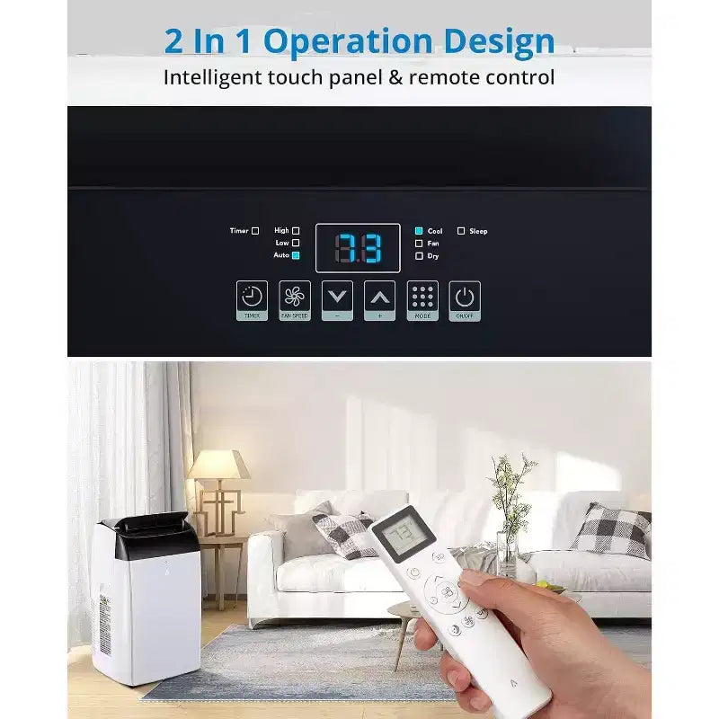 Condizionatore portatile 14000 BTU, unità AC 3-in-1 per ambienti fino a 70 m² con deumidificatore