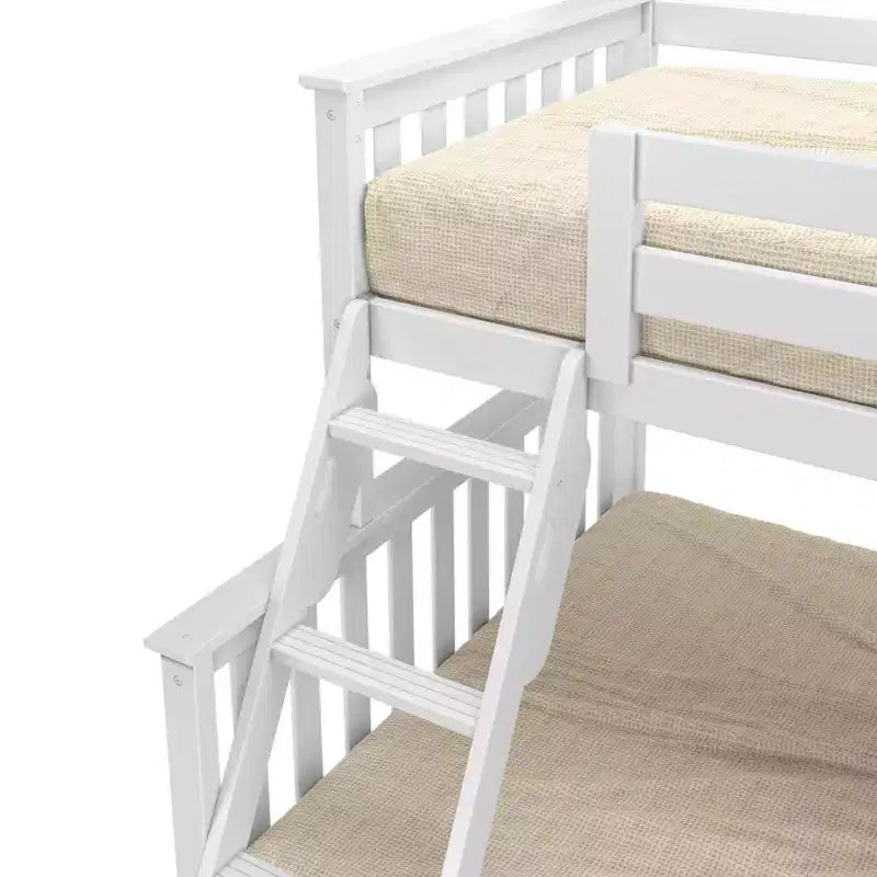 Lit superposé Max & Lily en bois massif, jumeau sur plein avec tiroir-gigogne de rangement et échelle pour enfants
