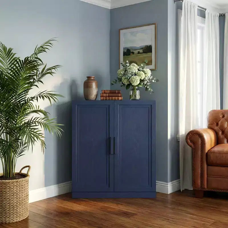 Mobile ad Angolo Dovelina con Ripiani Regolabili Credenza Buffet Vetrinetta Vino Mobile da Cucina e Sala da Pranzo con Ante in Legno - 31H x 31W, 36H x 31W