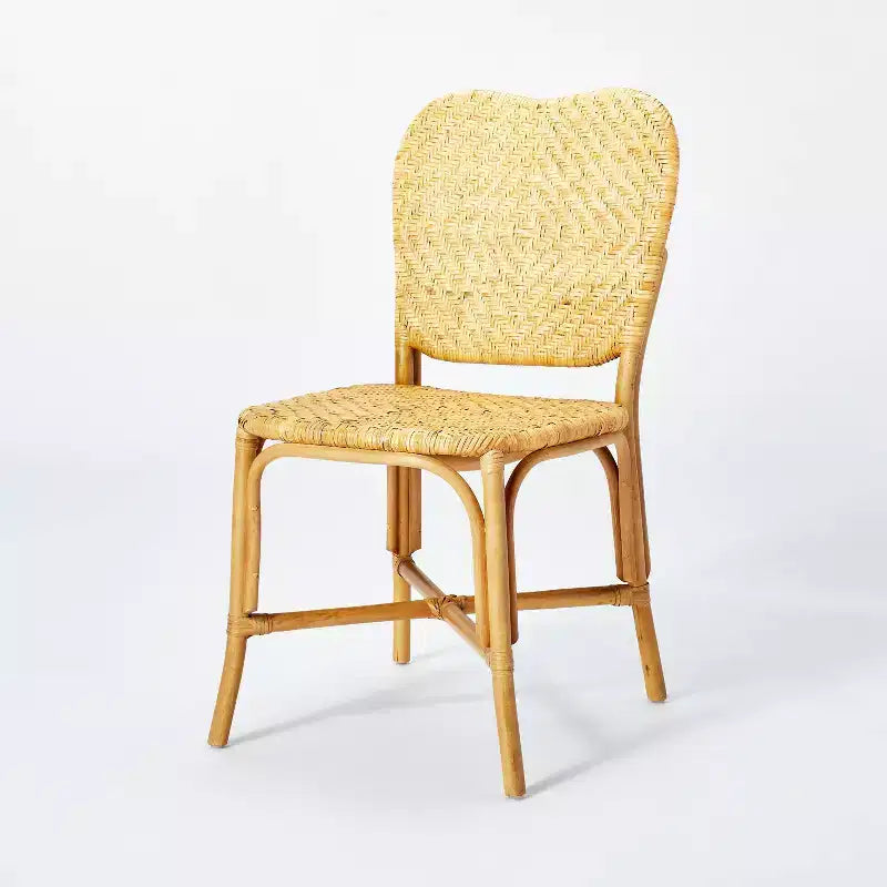 Rattan Woven Seat and Back Dining Chair - Honey Yellow, No Assembly Required