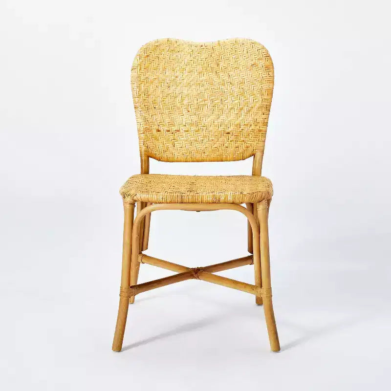 Rattan Woven Seat and Back Dining Chair - Honey Yellow, No Assembly Required