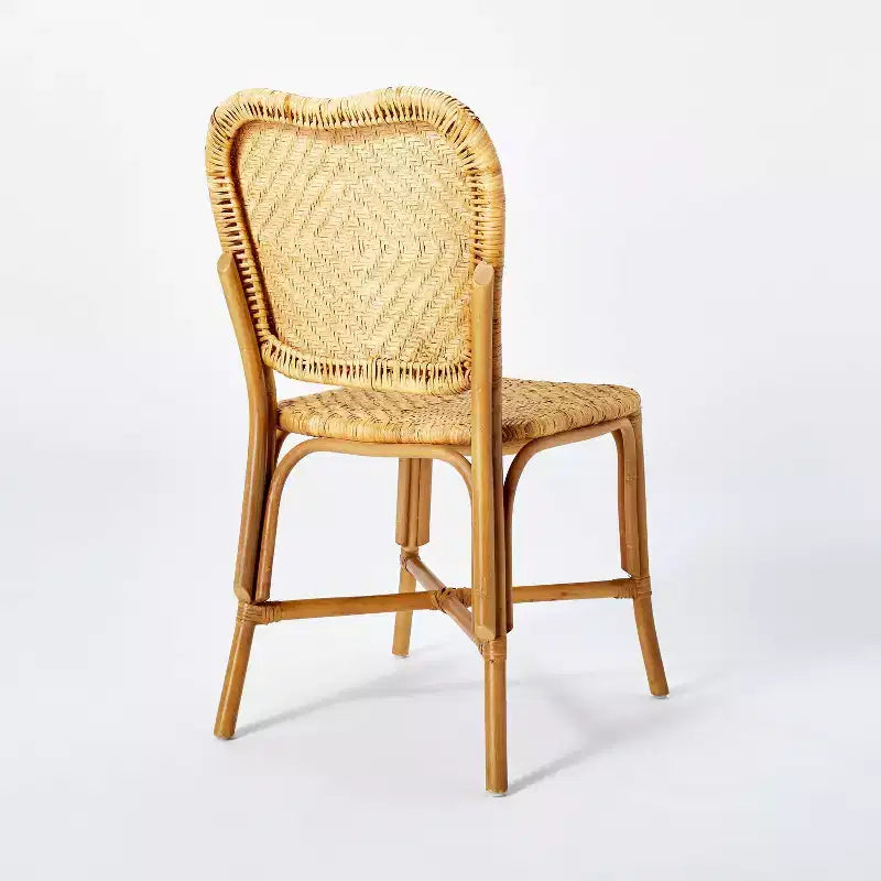 Rattan Woven Seat and Back Dining Chair - Honey Yellow, No Assembly Required