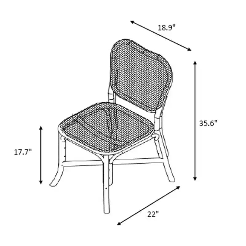 Rattan Woven Seat and Back Dining Chair - Honey Yellow, No Assembly Required