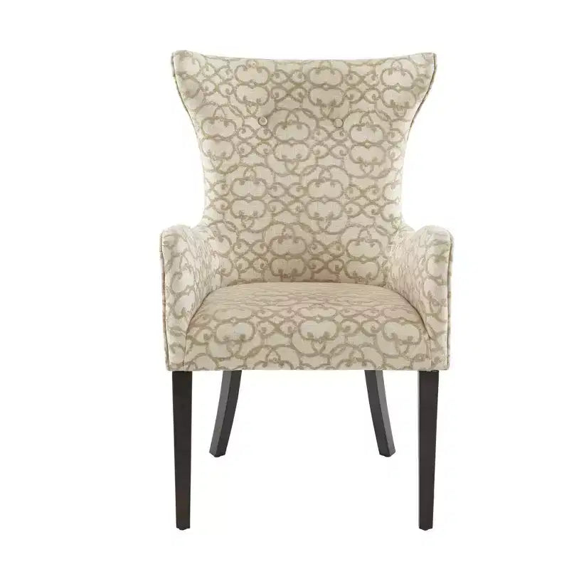 Set of 2 Upholstered Arm Dining Chairs - Tan with Bronze Nailhead Trim