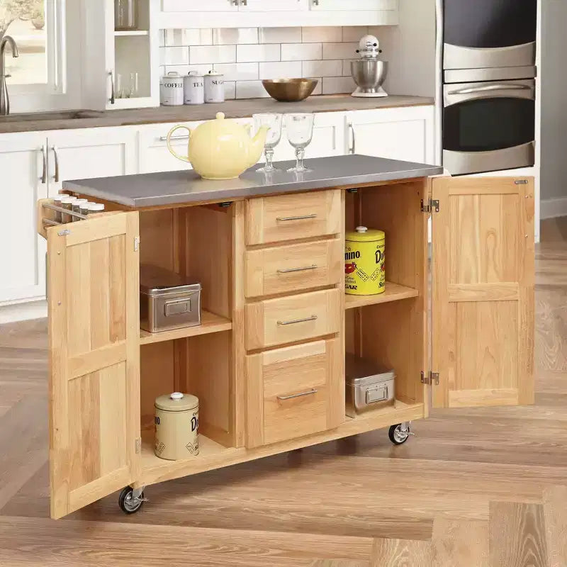 Carrello da Cucina/Isola con Piano in Acciaio Inox - Home Styles: Isola Rotante, Contenitore, Design Moderno