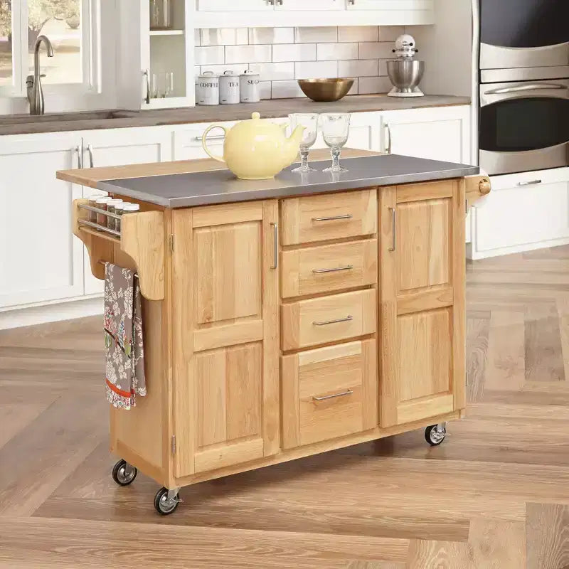 Carrello da Cucina/Isola con Piano in Acciaio Inox - Home Styles: Isola Rotante, Contenitore, Design Moderno