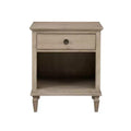 Victoria Nightstand Light Natural: French Countryside Inspired, Bronze Handle, Open Storage Space
