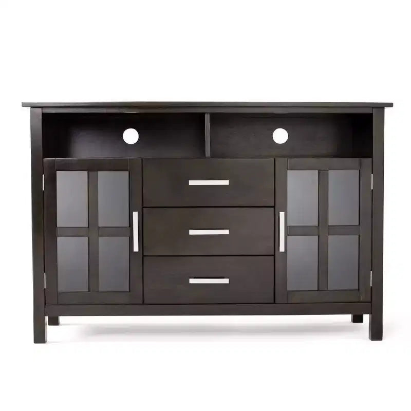 Mobile TV alto WyndenHall Waterloo per TV fino a 55" marrone Hickory: moderno di metà secolo con spazio per riporre oggetti, struttura in pino