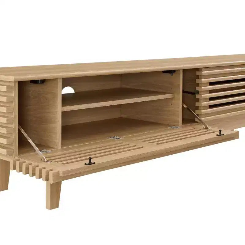 Mobile TV Render per TV fino a 80" Marrone - Modway: Mid-Century Moderno, Ripiani Regolabili, Gestione Cavi