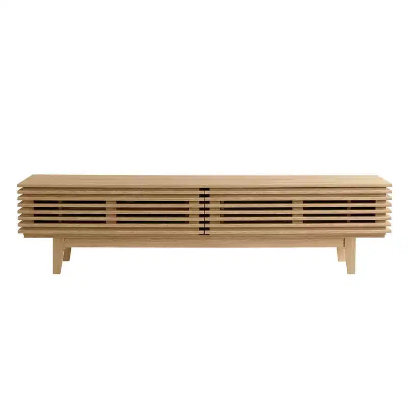 Mobile TV Render per TV fino a 80" Marrone - Modway: Mid-Century Moderno, Ripiani Regolabili, Gestione Cavi