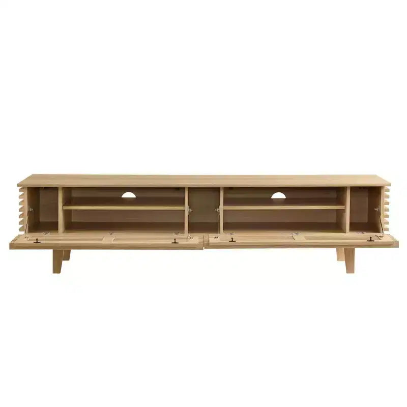 Mobile TV Render per TV fino a 80" Marrone - Modway: Mid-Century Moderno, Ripiani Regolabili, Gestione Cavi