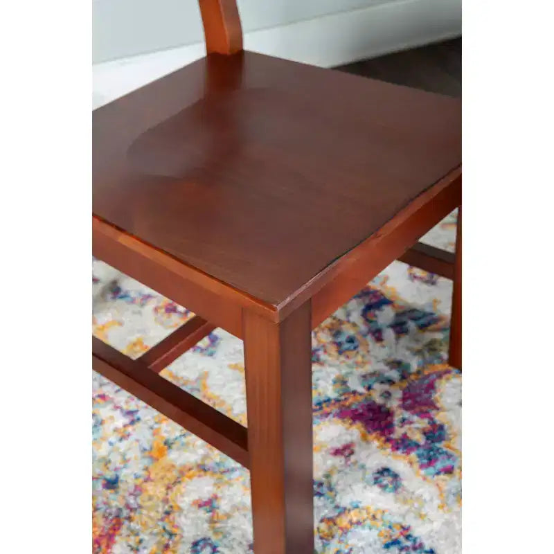 Solid Wood Office Chair - Antique Tobacco Finish, Pine Frame, Armless
