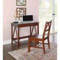 Solid Wood Office Chair - Antique Tobacco Finish, Pine Frame, Armless
