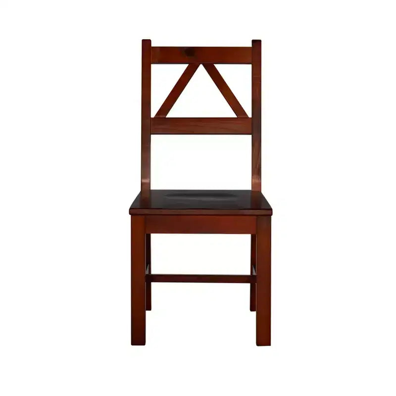 Solid Wood Office Chair - Antique Tobacco Finish, Pine Frame, Armless