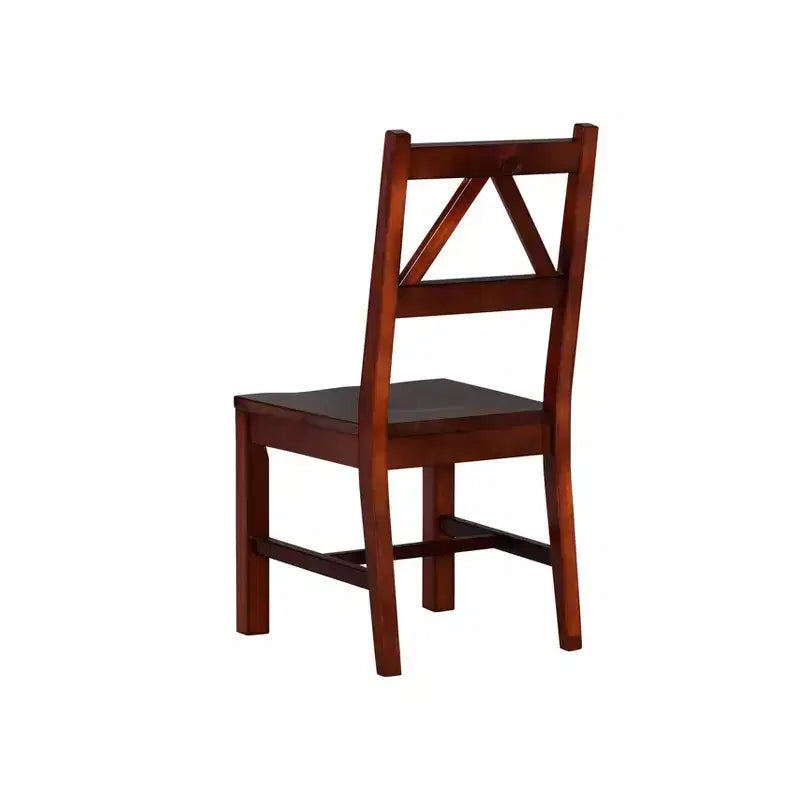 Solid Wood Office Chair - Antique Tobacco Finish, Pine Frame, Armless
