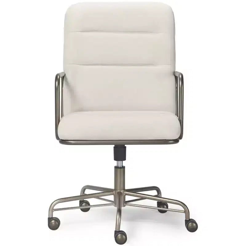 Finch Franklin Modern Desk Chair Cream/White: Upholstered, Swivel, Adjustable Height, Wood & Metal Frame