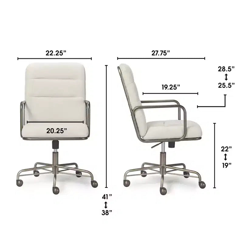 Finch Franklin Sedia da Scrivania Moderna Crema/Bianco: Rivestita, Girevole, Altezza Regolabile, Struttura in Legno e Metallo