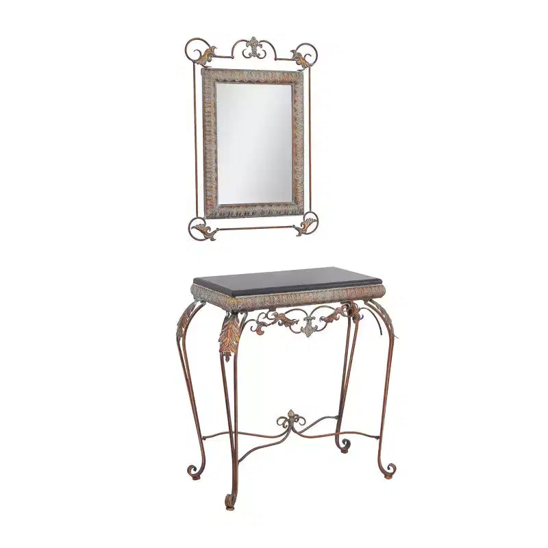 Set di 2 consolle tradizionali in ferro con specchio bronzato - Olivia & May: Mobili eleganti per l'ingresso, montaggio a parete