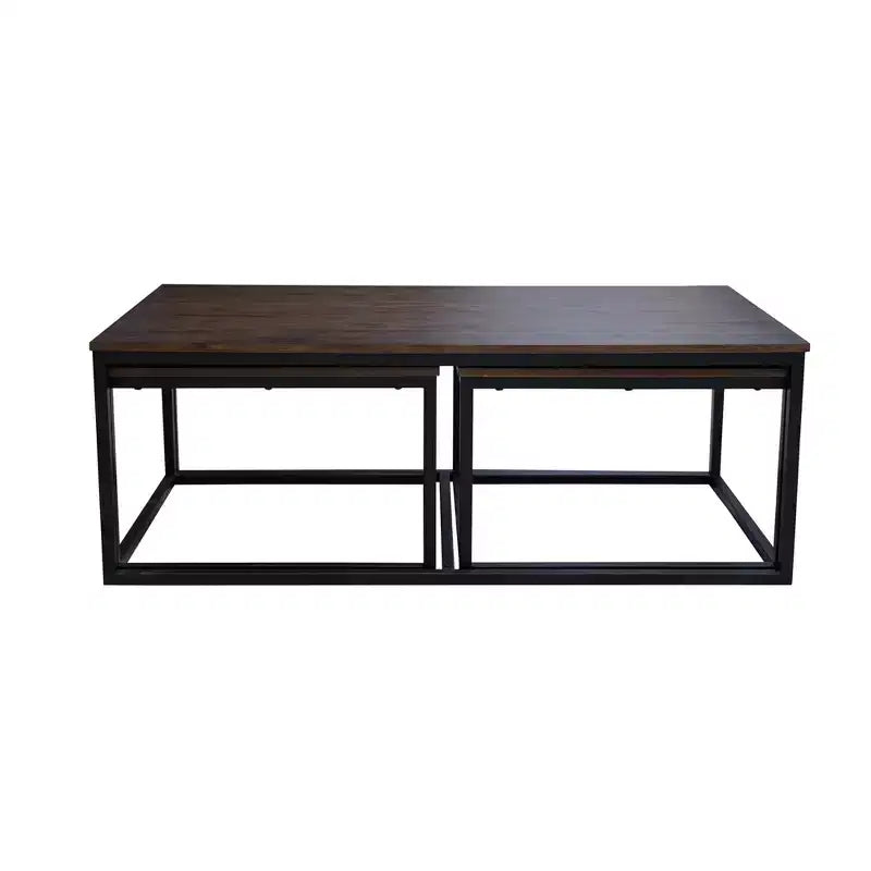 54" Acacia Wood Coffee Table with 2 Nesting Tables - Antiqued Mocha