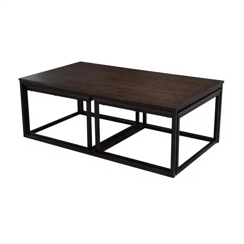 54" Acacia Wood Coffee Table with 2 Nesting Tables - Antiqued Mocha